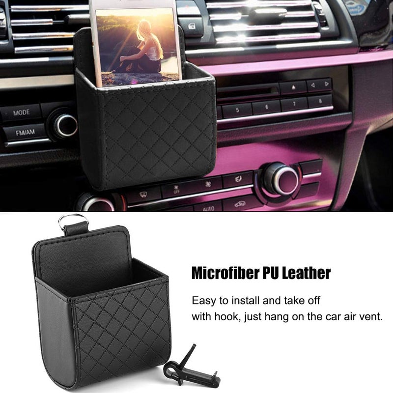 Ejoyous Car Air Vent Storage Bag Phone Holder Dash Organizer Drivers Pocket Sunglass Holder Car Mount Hanging Storage Pouch Bag Key Card Case Organizer with Hook - Black - Image 2